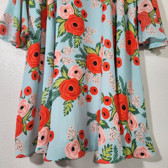 {Anthro} Paper Crown + Rifle Paper Co. Fluttered Blooms Swing Dress Oversized S - Picture 14 of 16